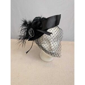 Black Fascinator Hat Formal Event Wedding Ascot Race Church Veil